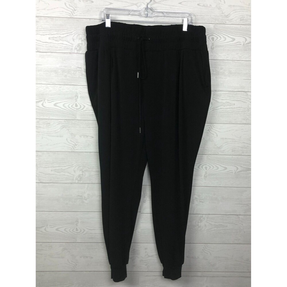 Ophelia Roe Women's 2X Pull On Jogger Pants Drawstring Waist Solid Black Casual
